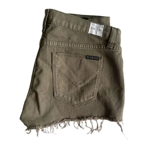 Hudson Jeans Women's Olive Army Green Frayed Denim Shorts Size 27 - Picture 7 of 7